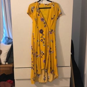 Yellow Free People Floral Midi Dress- size S